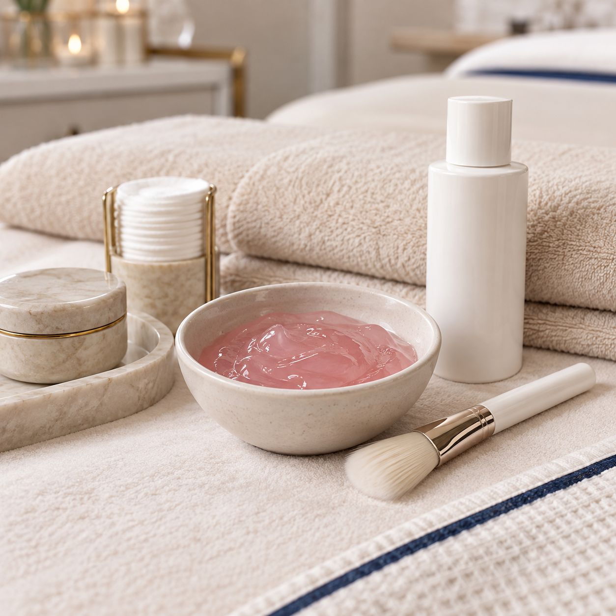 Professional intimate facial treatment setup
